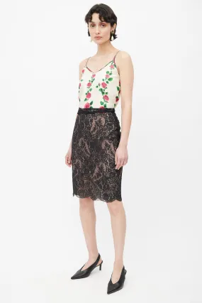 2010 Pink & Black Lace Gathered Skirt