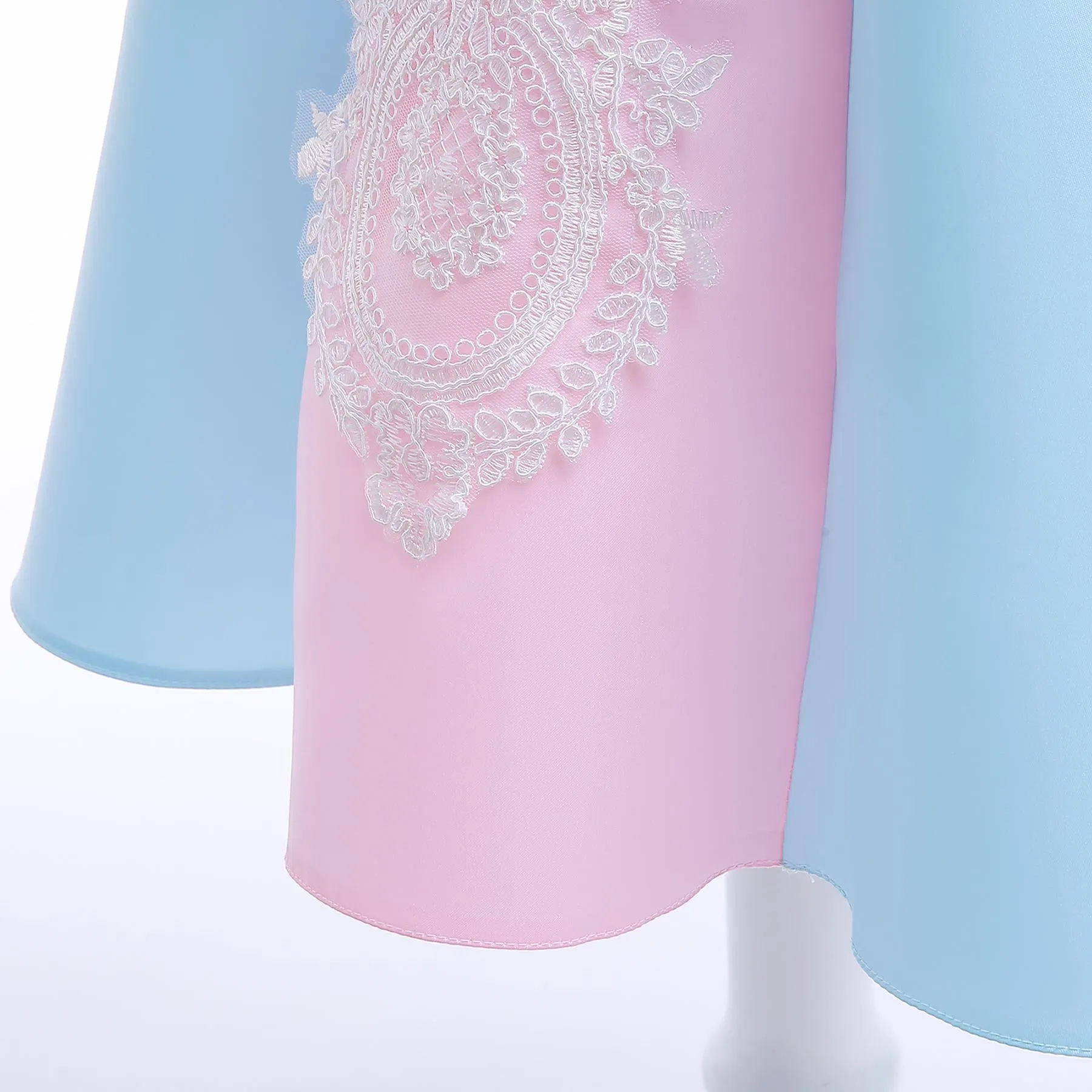 3-12Y Toddler Baby Girls Princess Dress Bubble Sleeve Round Neck Embroidery Dress 1PCS Princess Dress Blue Catpapa Z838