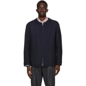 4SDESIGNS Navy Wool Cardigan Jacket