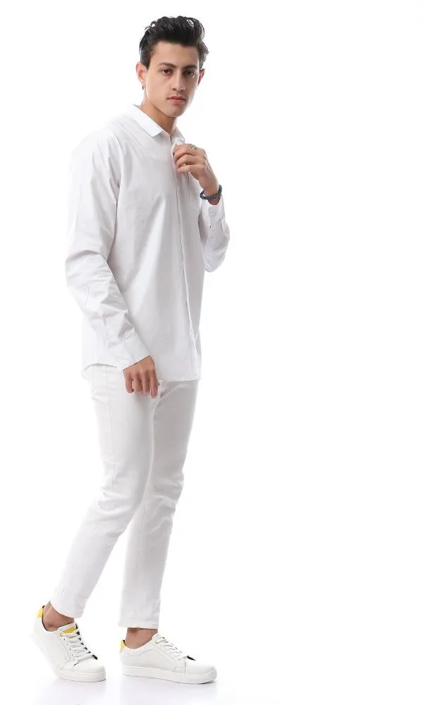 53222 Full Sleeves Printed Back Shirt - White