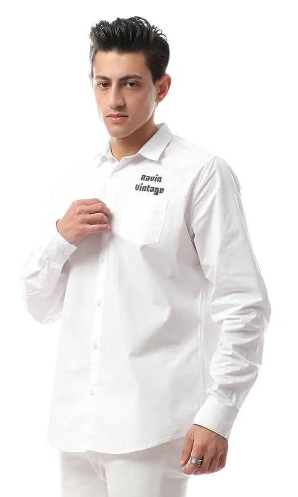 53222 Full Sleeves Printed Back Shirt - White