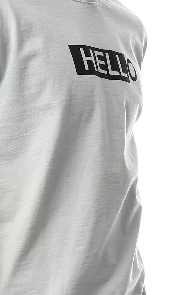 54090 HELLO Chest Printed Grey Tee