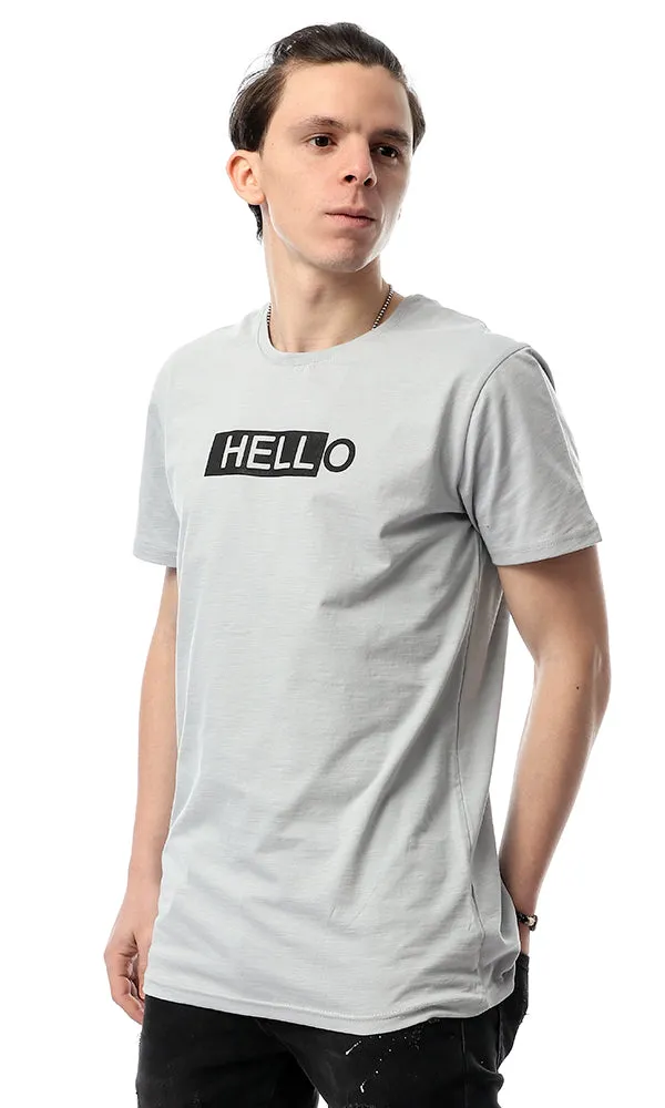 54090 HELLO Chest Printed Grey Tee
