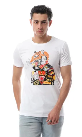 56776 Printed Summer Short Sleeves T-Shirt - White