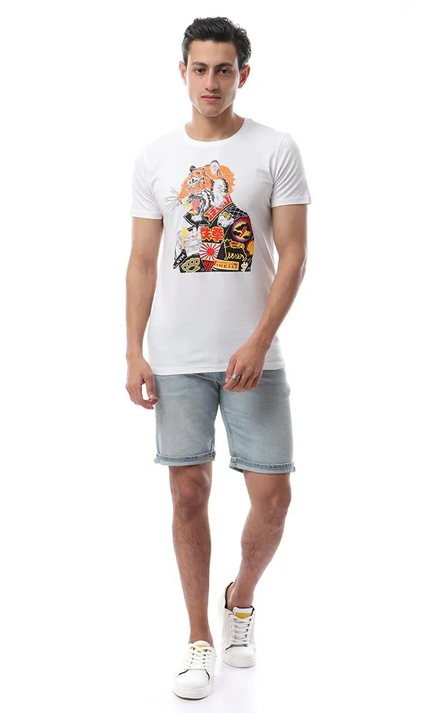56776 Printed Summer Short Sleeves T-Shirt - White