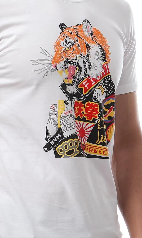 56776 Printed Summer Short Sleeves T-Shirt - White
