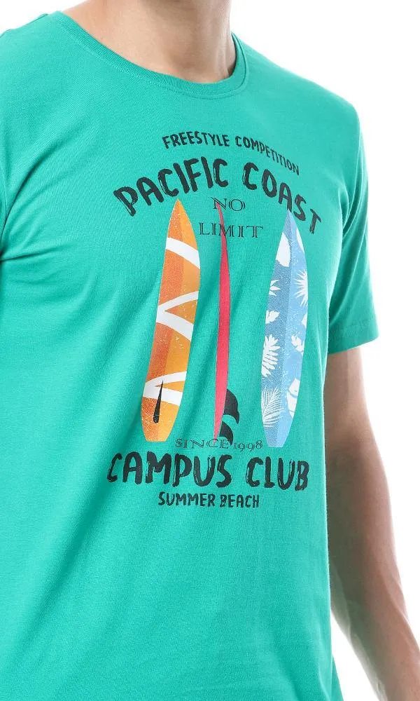 57567 Summer Cotton Printed T-Shirt - Green