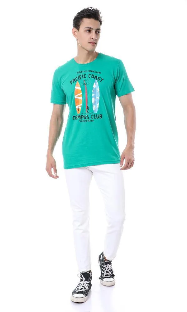 57567 Summer Cotton Printed T-Shirt - Green