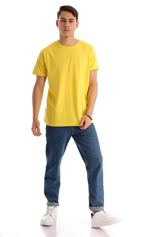 94614 Basic Solid Cotton Short Sleeves Yellow Tee