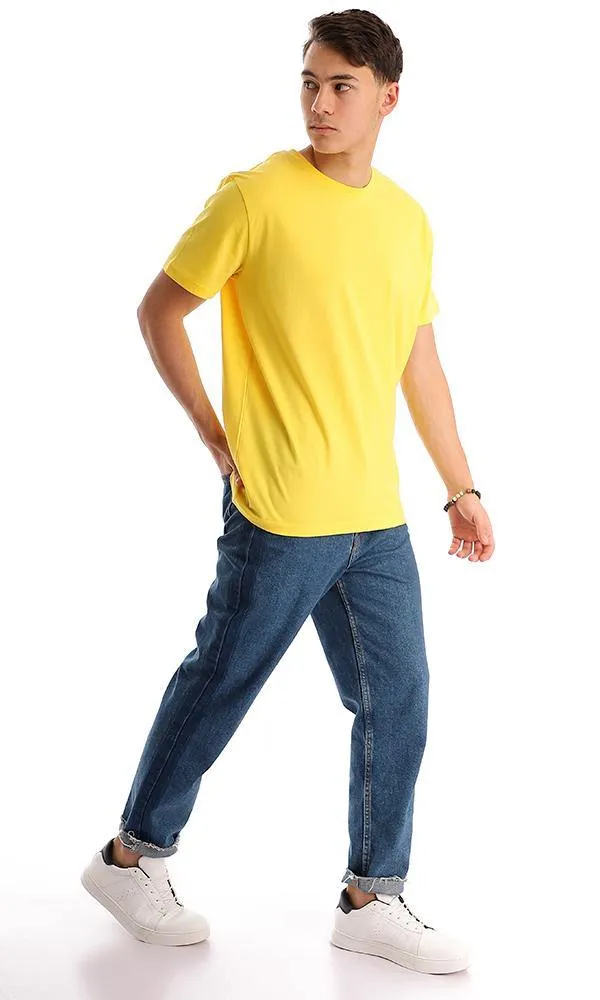 94614 Basic Solid Cotton Short Sleeves Yellow Tee