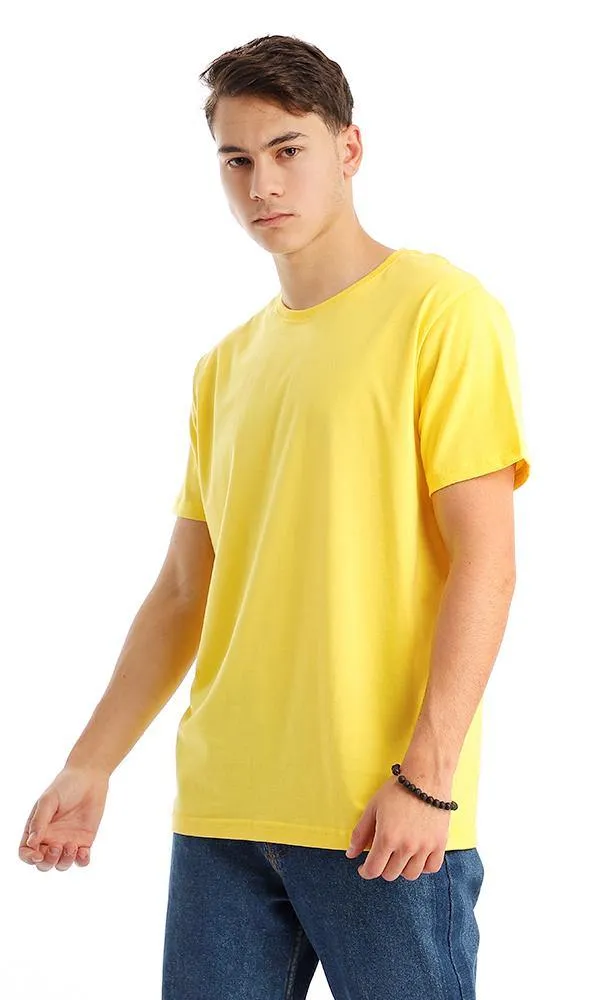 94614 Basic Solid Cotton Short Sleeves Yellow Tee