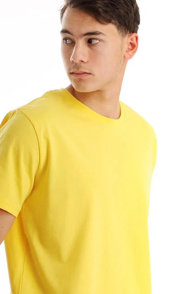 94614 Basic Solid Cotton Short Sleeves Yellow Tee