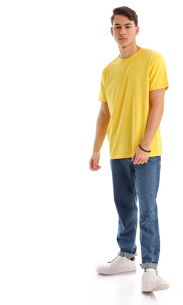 94614 Basic Solid Cotton Short Sleeves Yellow Tee
