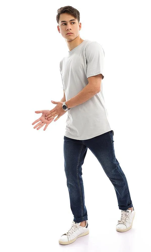 94686 Basic Short Sleeves Grey Cotton Tee
