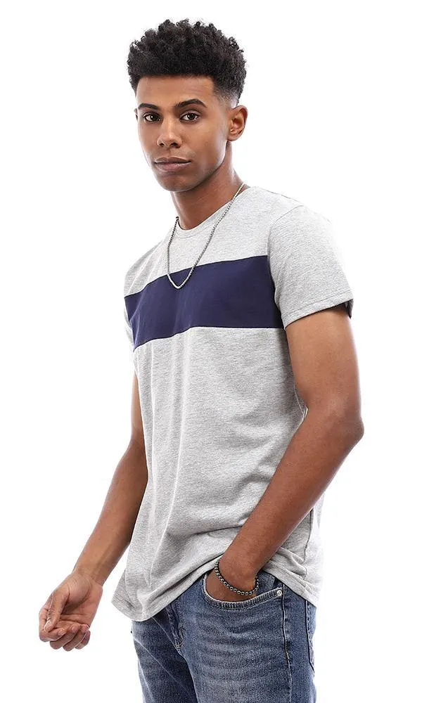 94877 Bi-Tone Short Sleeves T-Shirt - Light Grey & Navy Blue