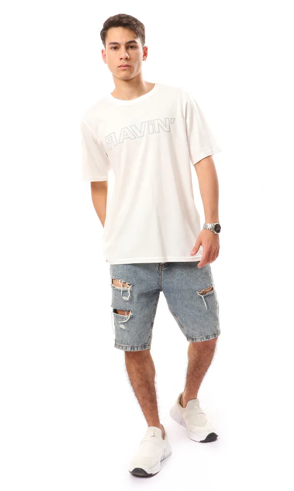95074 Half Sleeves Printed "Ravin" T-Shirt - White