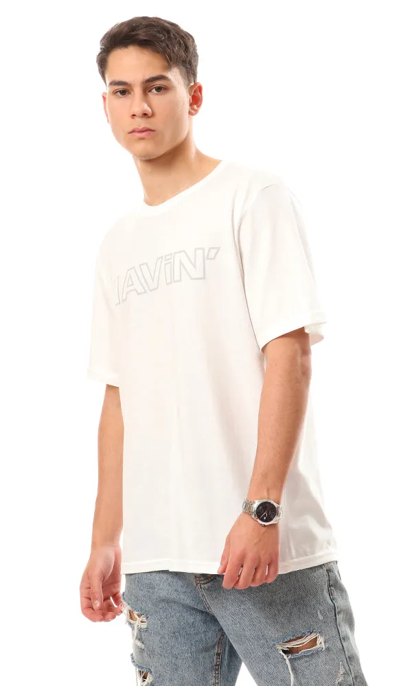 95074 Half Sleeves Printed "Ravin" T-Shirt - White