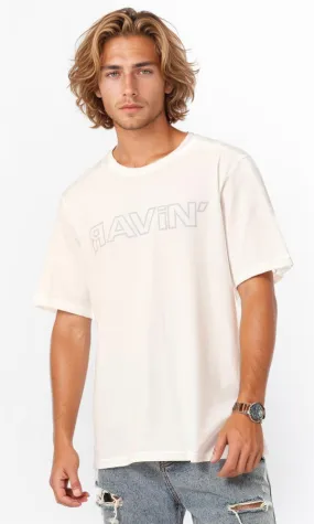 95074 Half Sleeves Printed "Ravin" T-Shirt - White