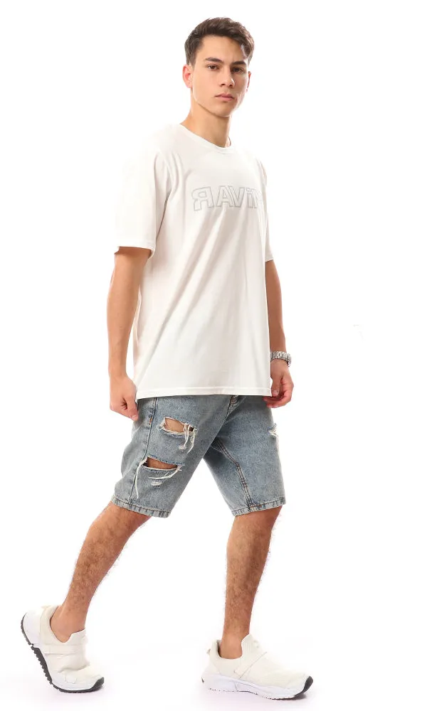 95074 Half Sleeves Printed "Ravin" T-Shirt - White
