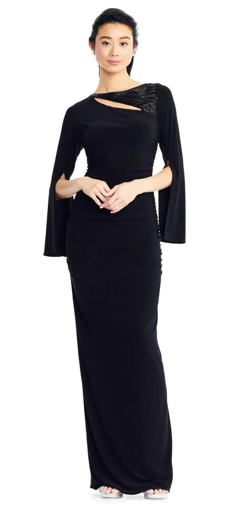 Elegant Adrianna Papell AP1E203780 Long Formal Dress with Split Sleeves for Special Occasions