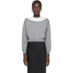 alexanderwang.t Grey Cropped Bi-Layer Sweater