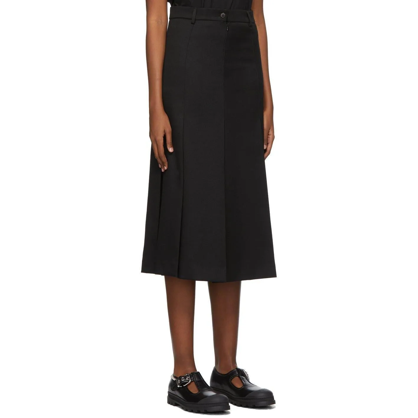 AMI Alexandre Mattiussi Black Flared Mid-Length Skirt