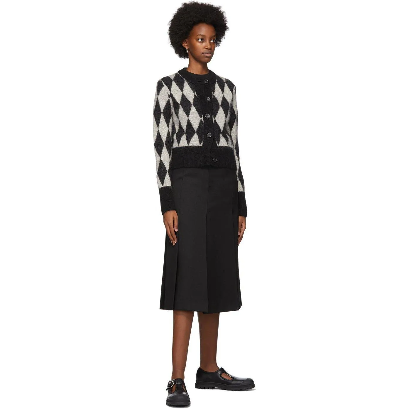 AMI Alexandre Mattiussi Black Flared Mid-Length Skirt