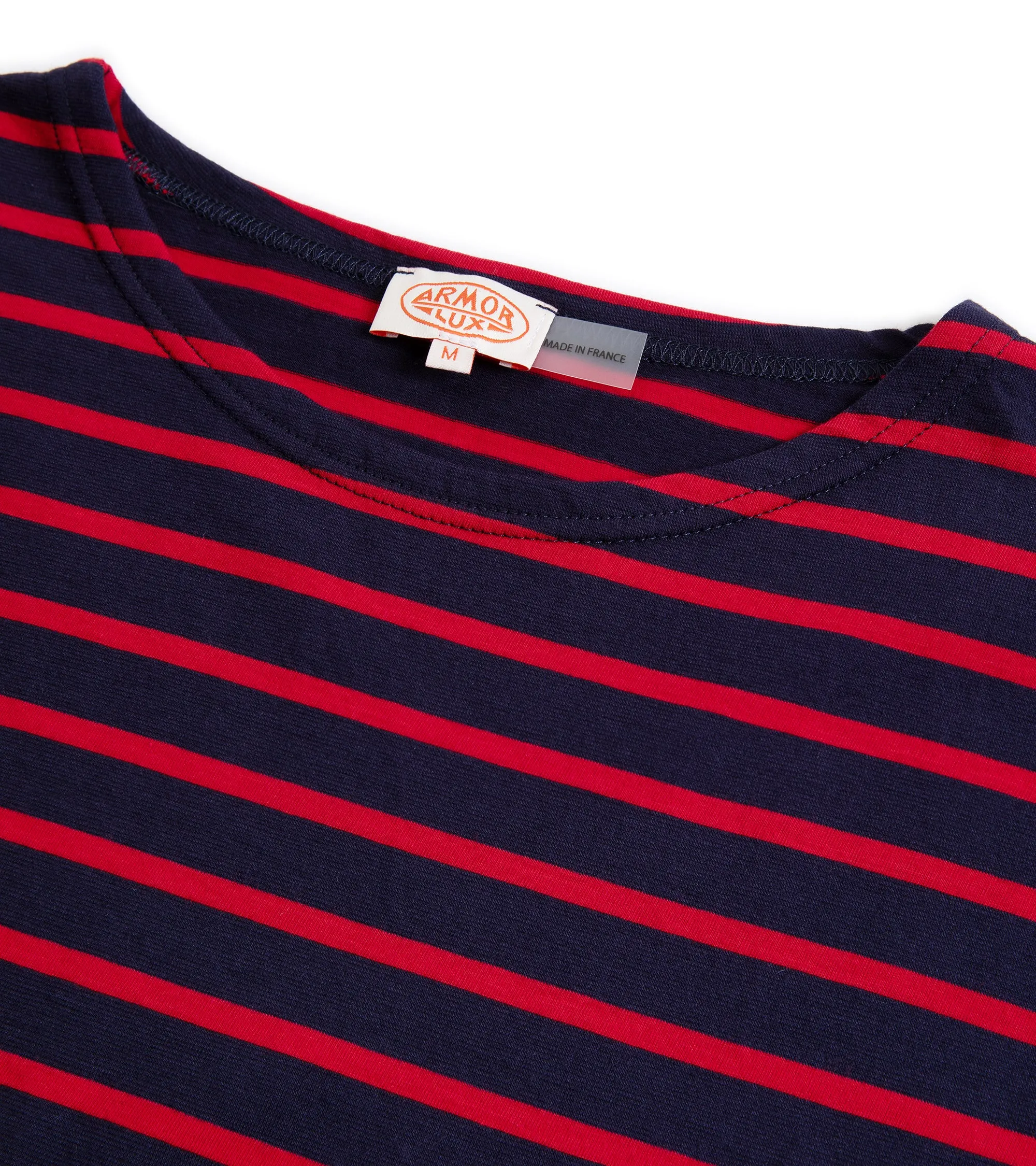 Armor Lux Lightweight Breton Striped T-Shirt: Navy Red