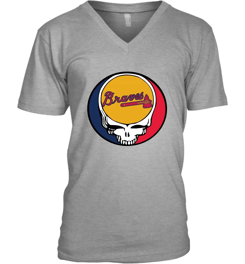 Atlanta Braves Grateful Dead Steal Your Face Baseball Mens V-Neck T-Shirt