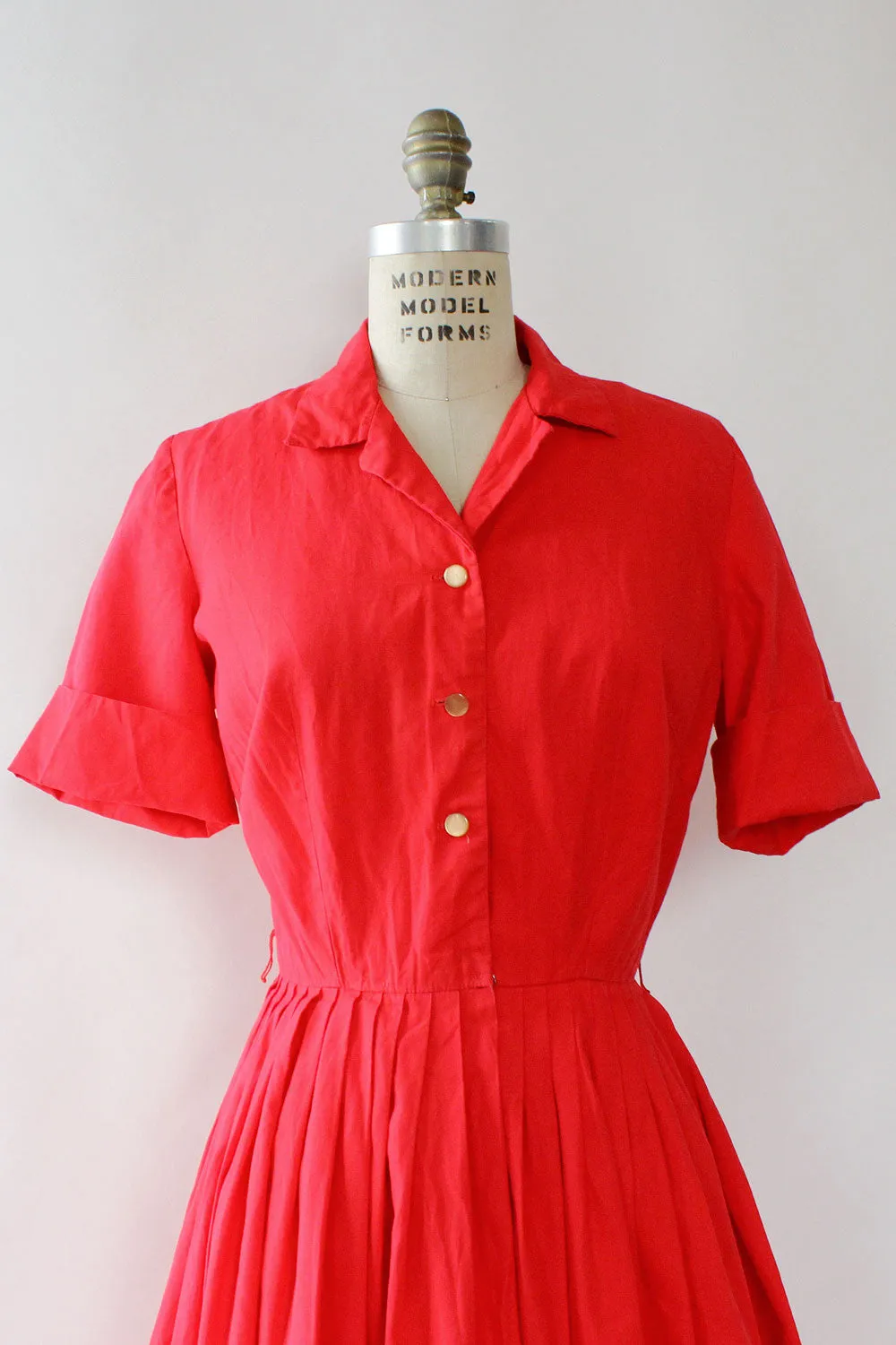 Aubrey Red Cotton 50s Dress S/M