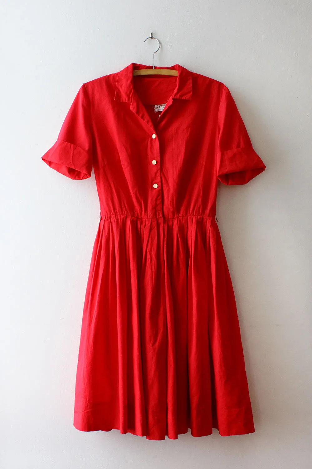 Aubrey Red Cotton 50s Dress S/M
