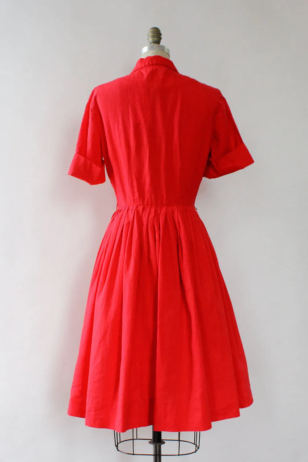 Aubrey Red Cotton 50s Dress S/M