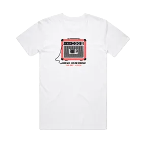 Aussie Made Music / White T-shirt w Coral
