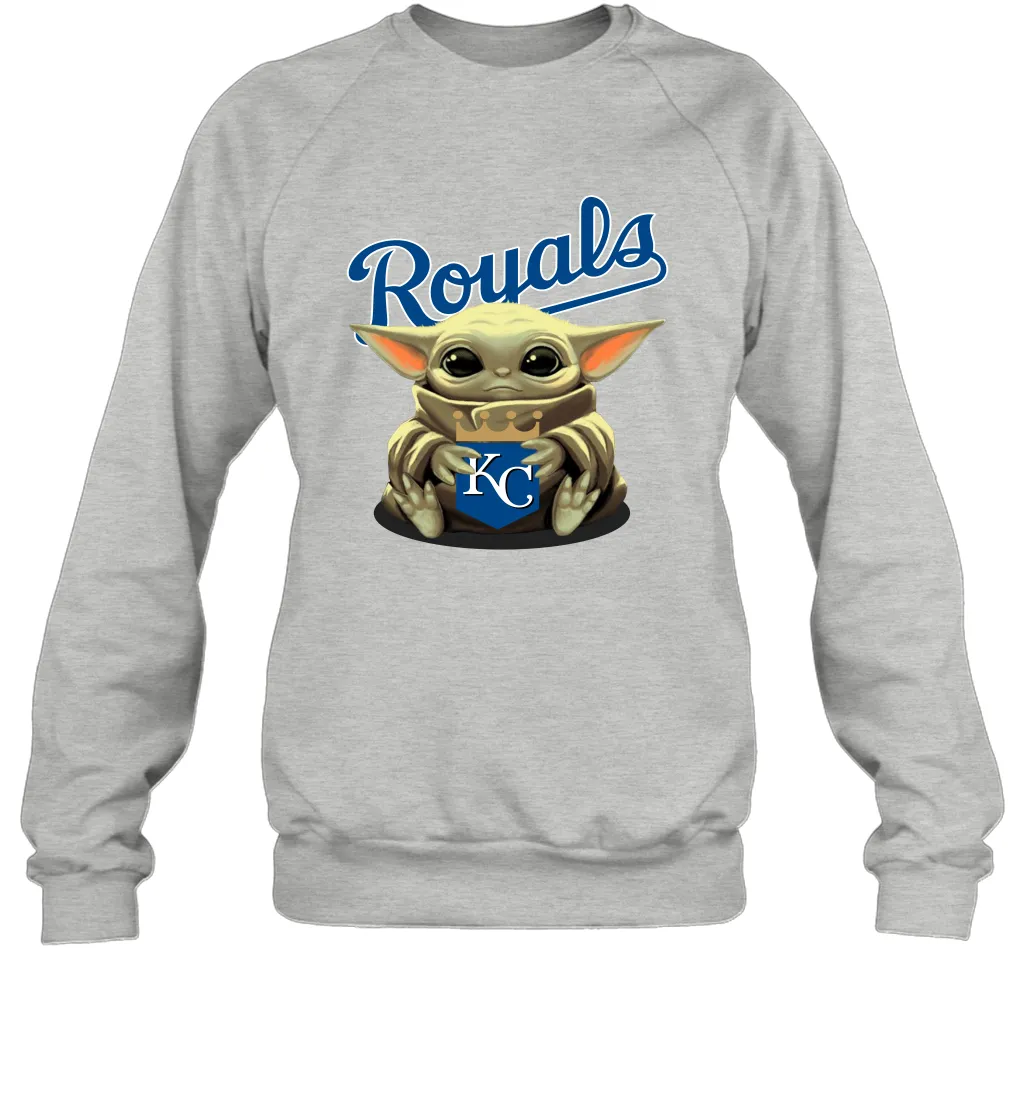 Baby Yoda Hugs Loves The Kansas City Royals Baseball Adult Sweatshirt
