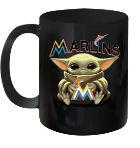 Baby Yoda Hugs Loves The Miami Marlins Baseball Ceramic Mug 11oz