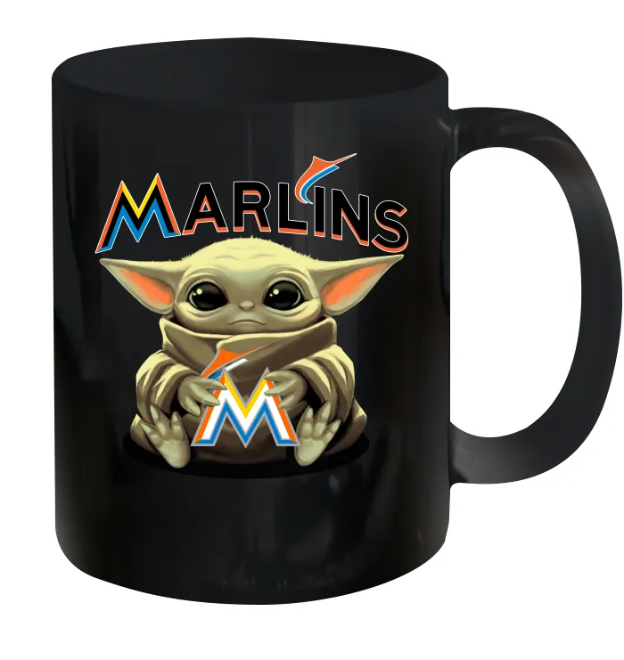 Baby Yoda Hugs Loves The Miami Marlins Baseball Ceramic Mug 11oz