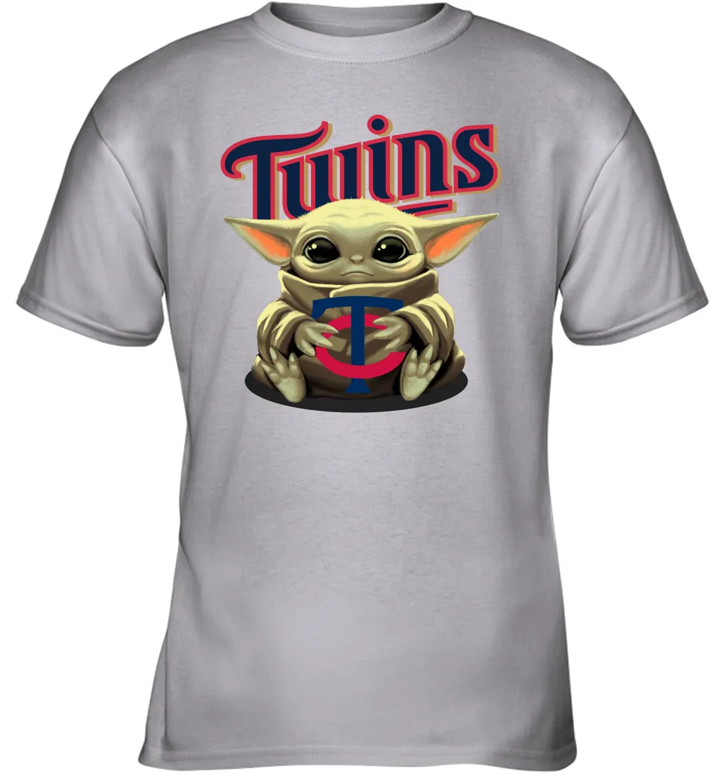 Baby Yoda Hugs Loves The Minnesota Twins Baseball Youth T-Shirt