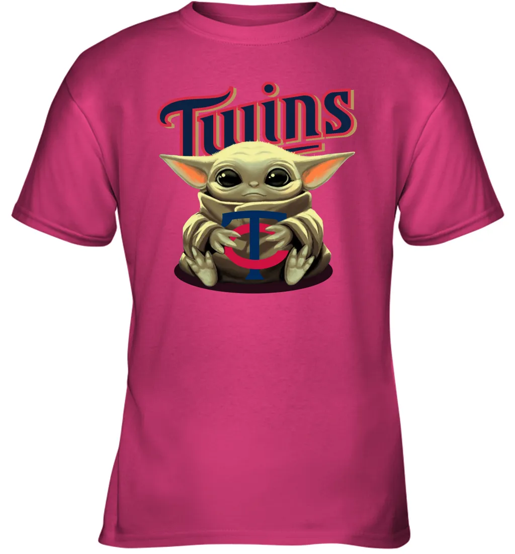 Baby Yoda Hugs Loves The Minnesota Twins Baseball Youth T-Shirt