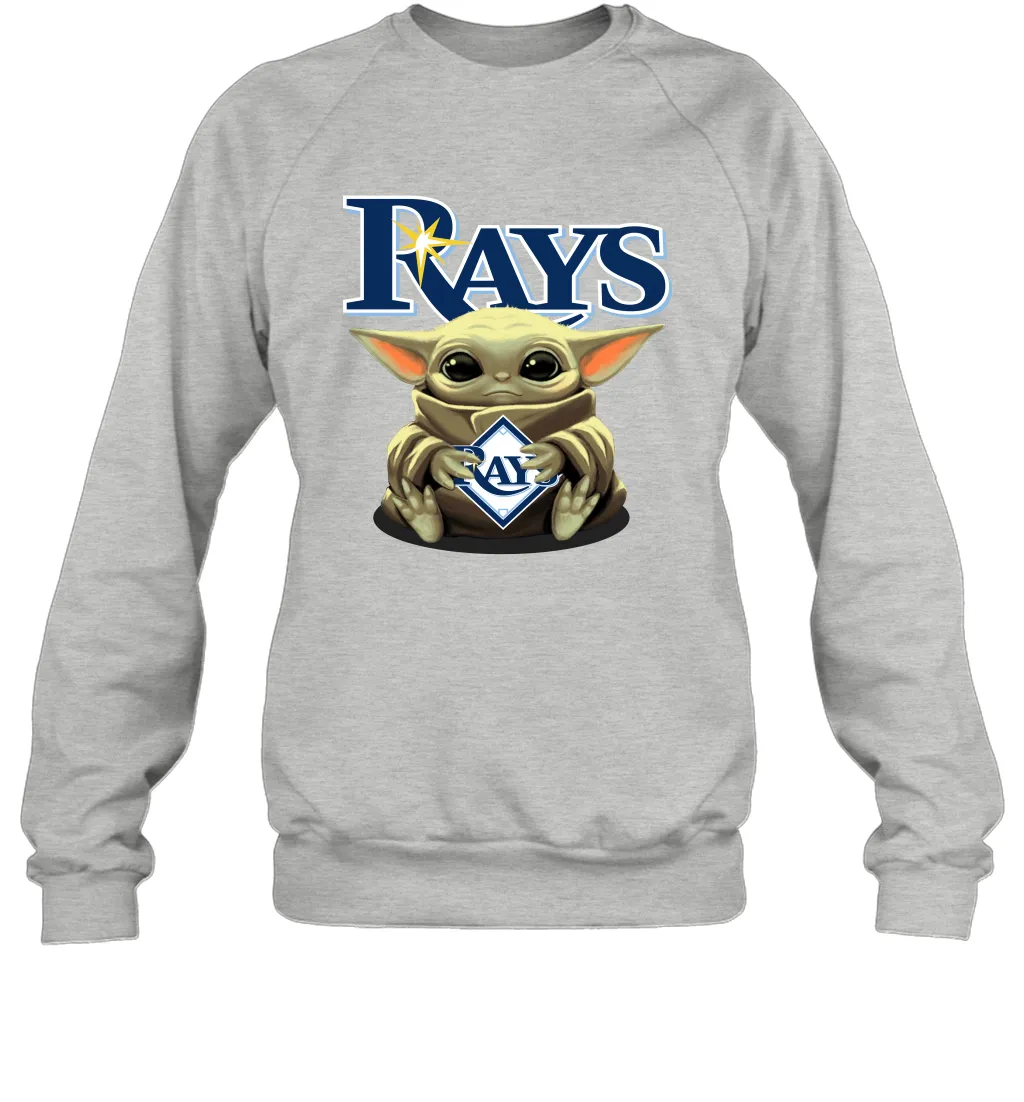 Baby Yoda Hugs Loves The Tampa Bay Rays Baseball Adult Sweatshirt