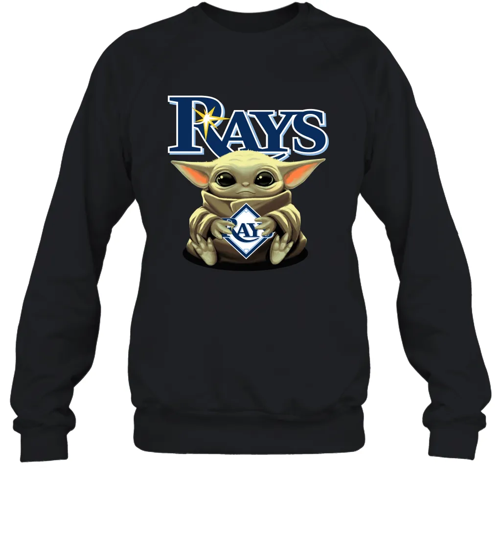Baby Yoda Hugs Loves The Tampa Bay Rays Baseball Adult Sweatshirt