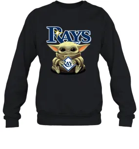 Baby Yoda Hugs Loves The Tampa Bay Rays Baseball Adult Sweatshirt