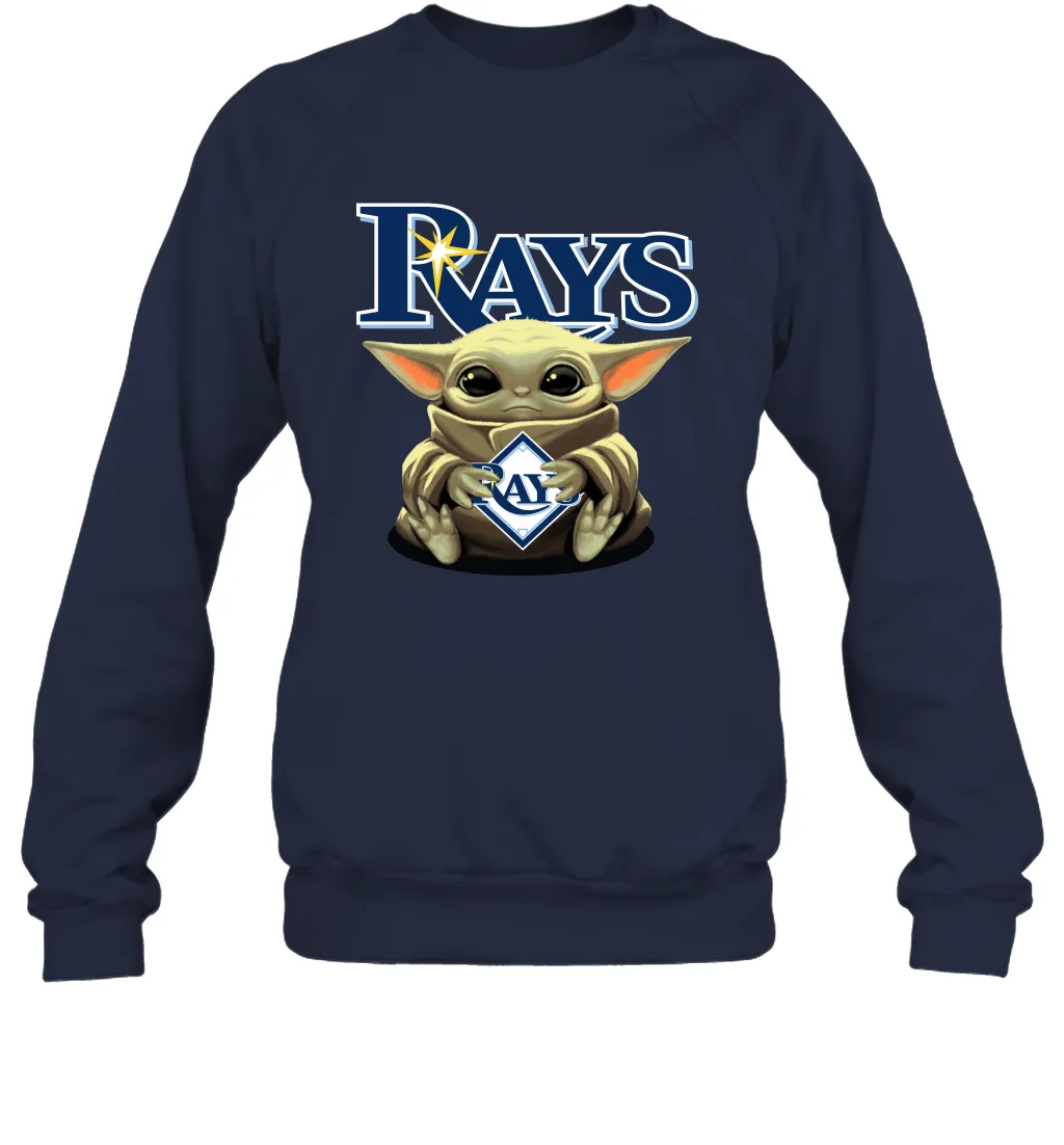 Baby Yoda Hugs Loves The Tampa Bay Rays Baseball Adult Sweatshirt
