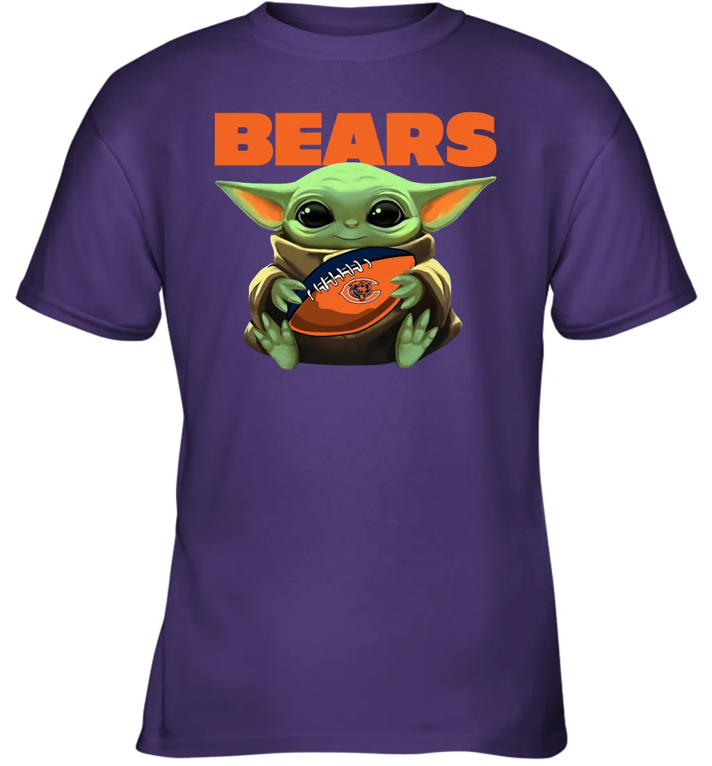 Baby Yoda Loves The Chicago Bears Star Wars Baby Yoda Hugs Bears NFL Youth T-Shirt