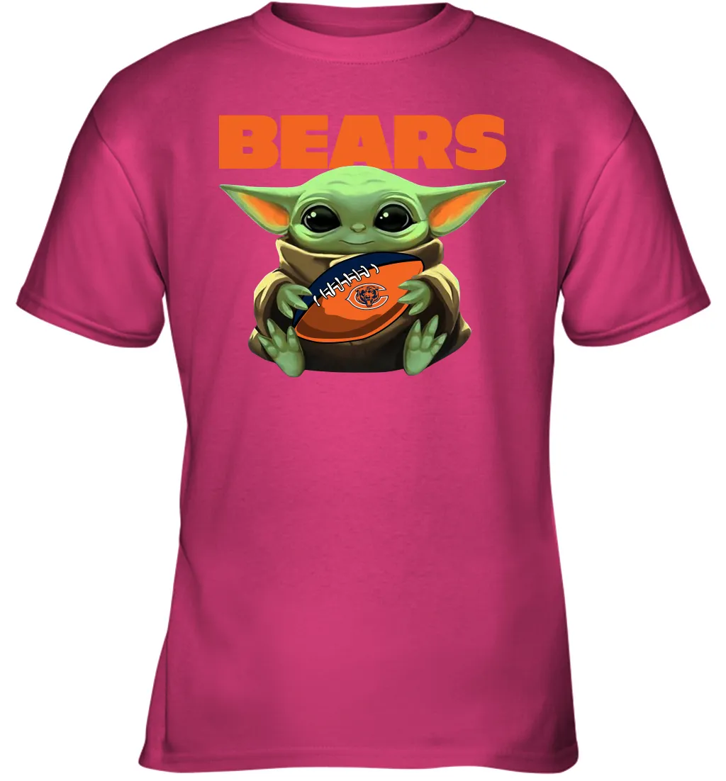 Baby Yoda Loves The Chicago Bears Star Wars Baby Yoda Hugs Bears NFL Youth T-Shirt