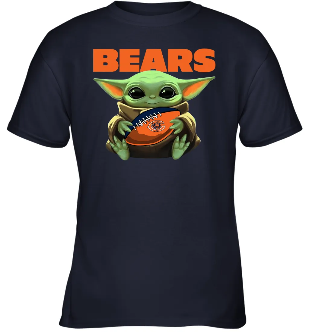 Baby Yoda Loves The Chicago Bears Star Wars Baby Yoda Hugs Bears NFL Youth T-Shirt