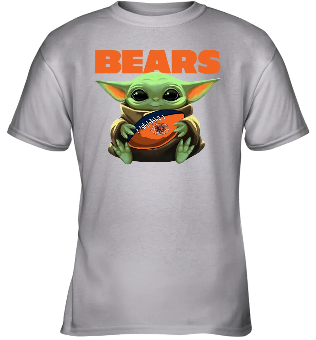 Baby Yoda Loves The Chicago Bears Star Wars Baby Yoda Hugs Bears NFL Youth T-Shirt