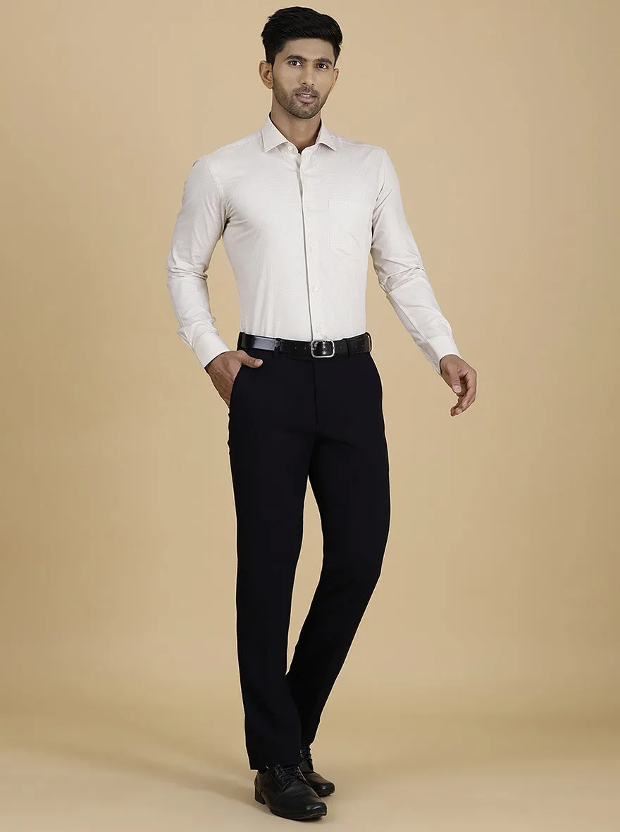 Beige Checked Slim Fit Formal Shirt | Metal