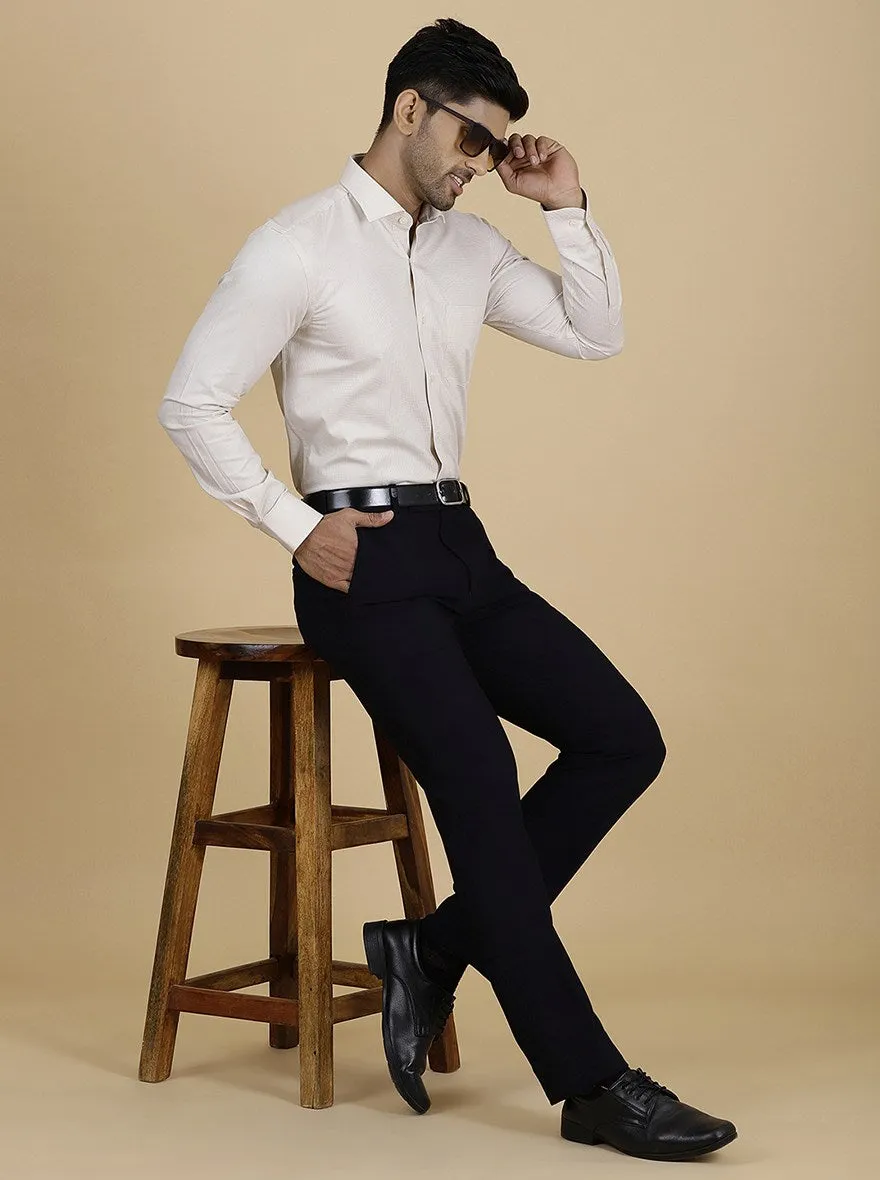Beige Checked Slim Fit Formal Shirt | Metal