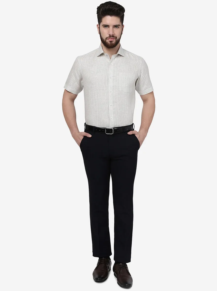 Beige Striped Regular Fit Formal Shirt | JadeBlue