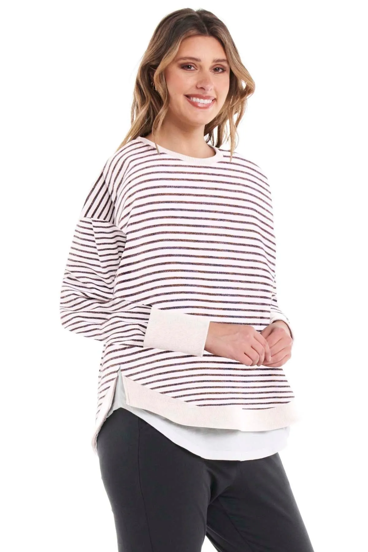 Betty Basics Lucy French Terry Sweater in Stripe
